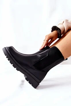 Damskie Ciepłe Botki Czarne Nikiera