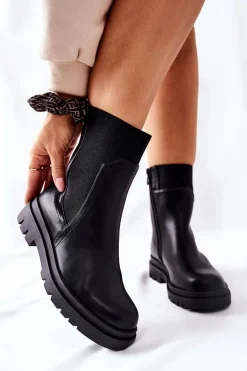 Damskie Ciepłe Botki Czarne Nikiera