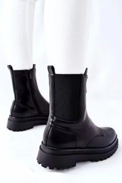 Damskie Ciepłe Botki Czarne Assuh