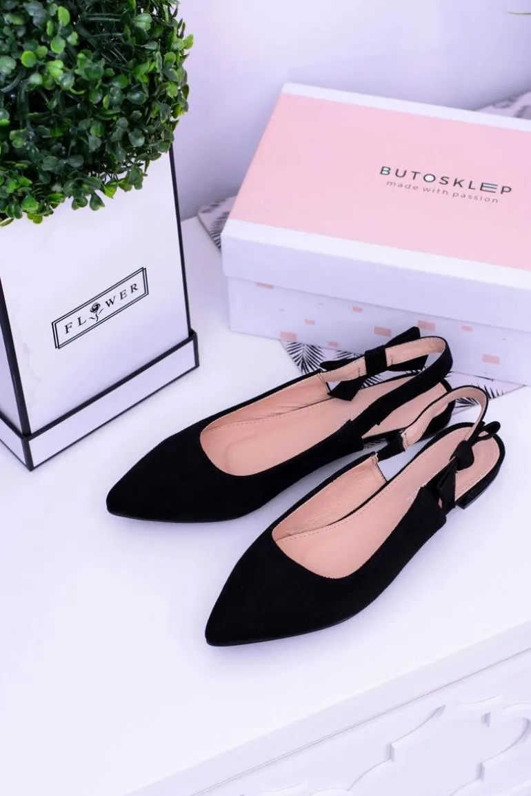 Damskie Czarne Baleriny w Szpic Howla