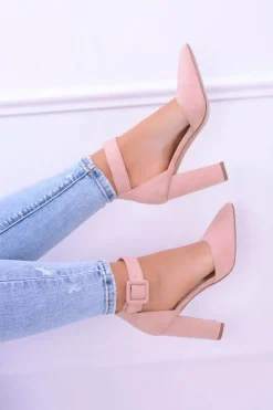 Damskie Czółenka Na Słupku Zamszowe Różowe Harinta