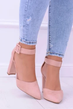 Damskie Czółenka Na Słupku Zamszowe Różowe Harinta