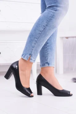 Damskie Czółenka Sergio Leone Bez Palcy Czarne Penelope