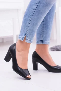 Damskie Czółenka Sergio Leone Bez Palcy Czarne Penelope