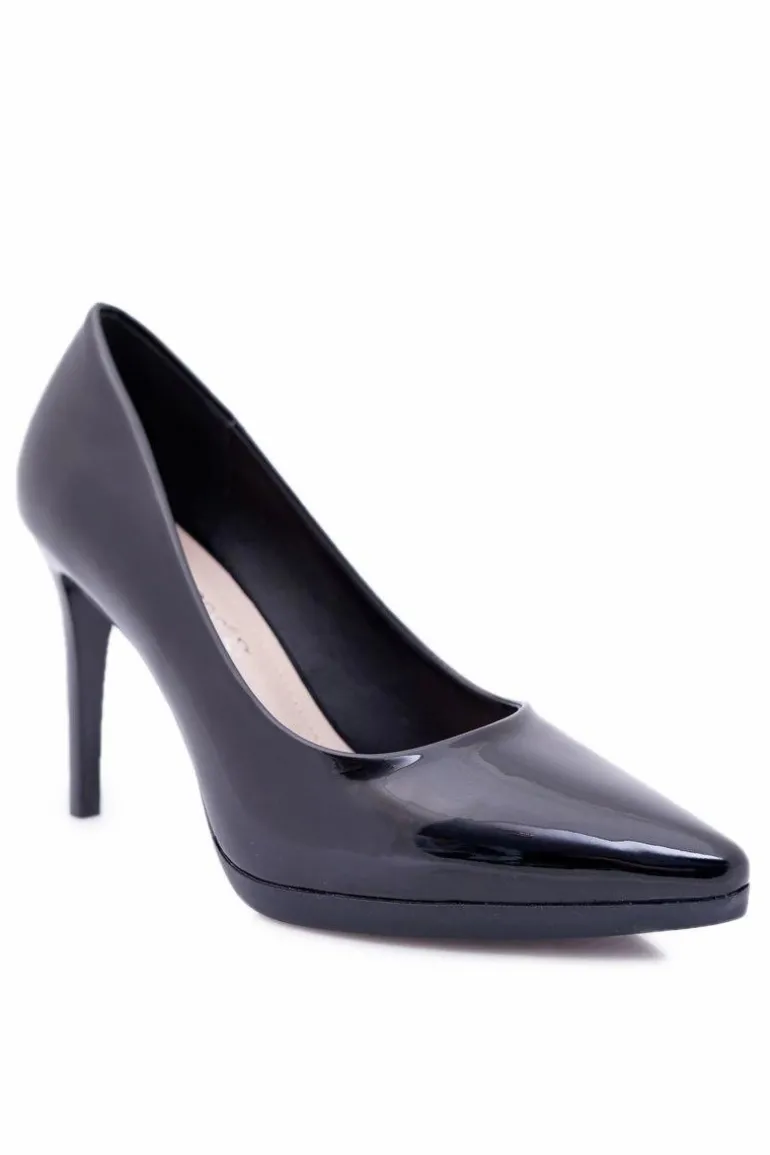 Damskie Czółenka Szpilki Sergio Leone Czarne Lakierowane Misawu