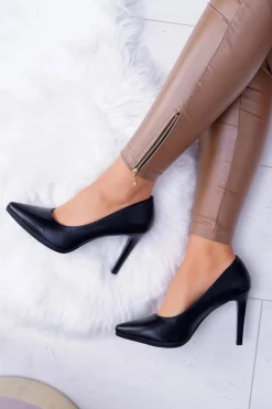 Damskie Czółenka Szpilki Sergio Leone Czarne Matowe Misawu