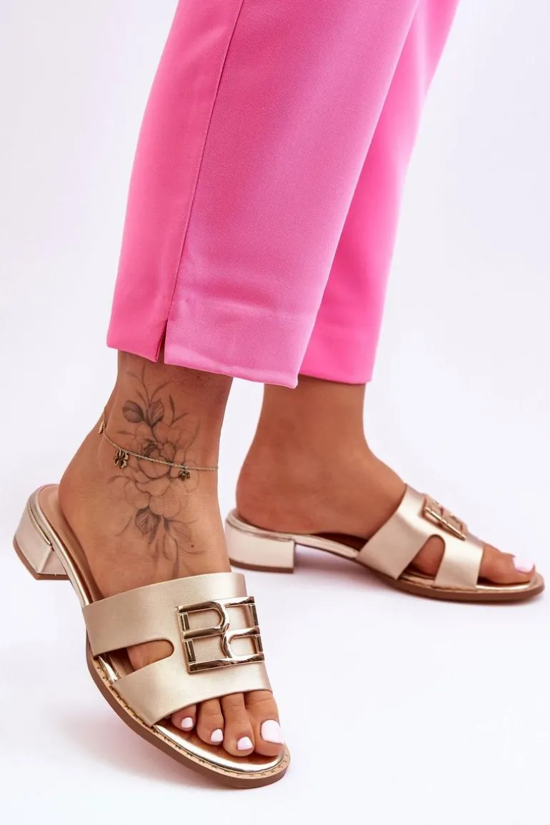 Damskie Eleganckie Klapki Z Ozdobą Złote Atlantis