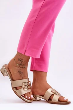 Damskie Eleganckie Klapki Z Ozdobą Złote Atlantis