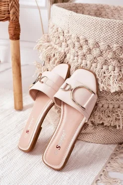 Damskie Eleganckie Klapki Beżowe Debbie