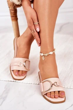 Damskie Eleganckie Klapki Różówe Debbie