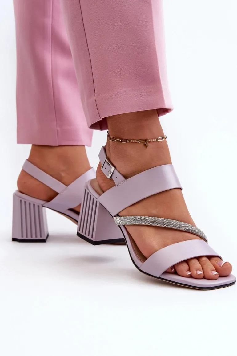 Damskie Eleganckie Sandały Na Słupku Fioletowe D&A MR38-549