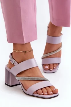 Damskie Eleganckie Sandały Na Słupku Fioletowe D&A MR38-549