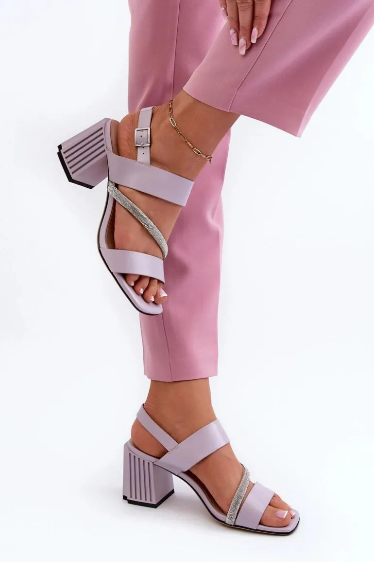 Damskie Eleganckie Sandały Na Słupku Fioletowe D&A MR38-549