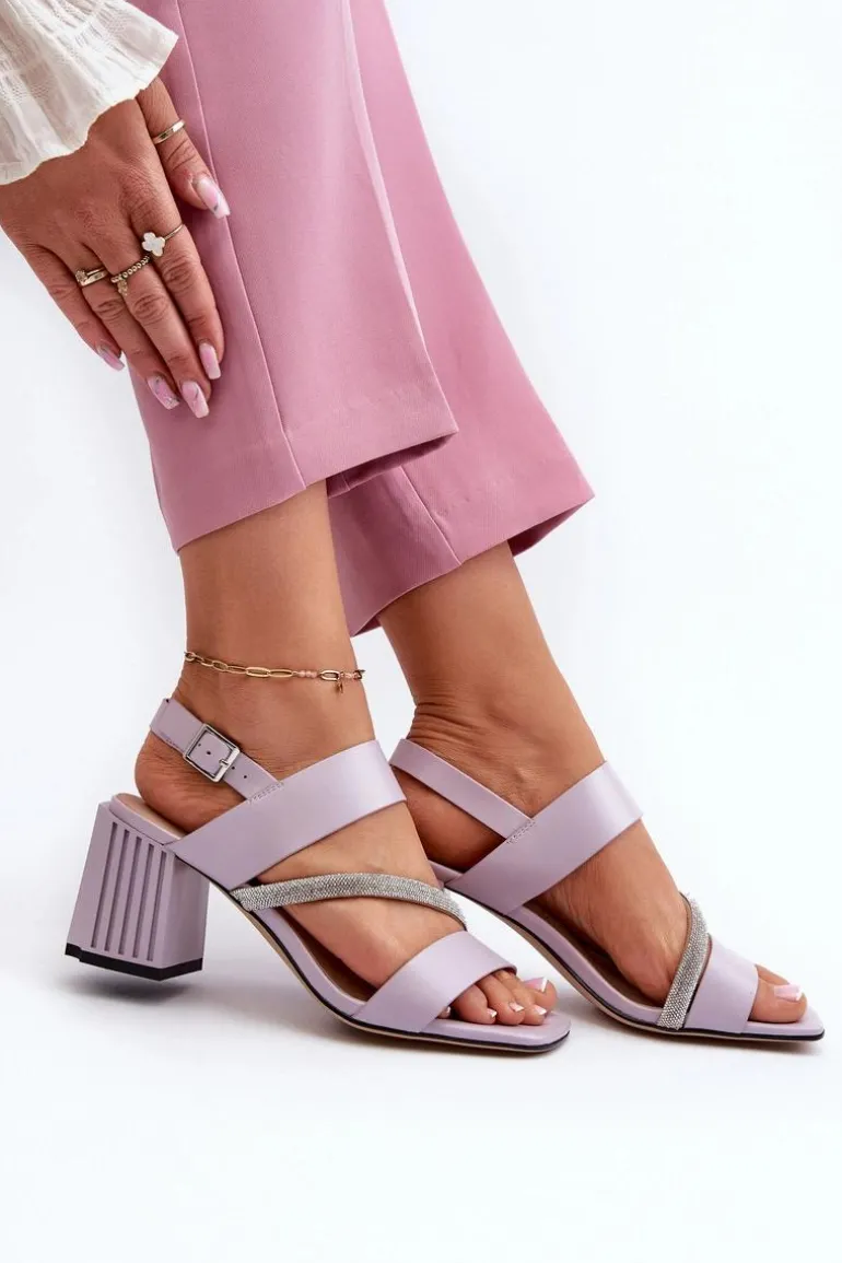 Damskie Eleganckie Sandały Na Słupku Fioletowe D&A MR38-549