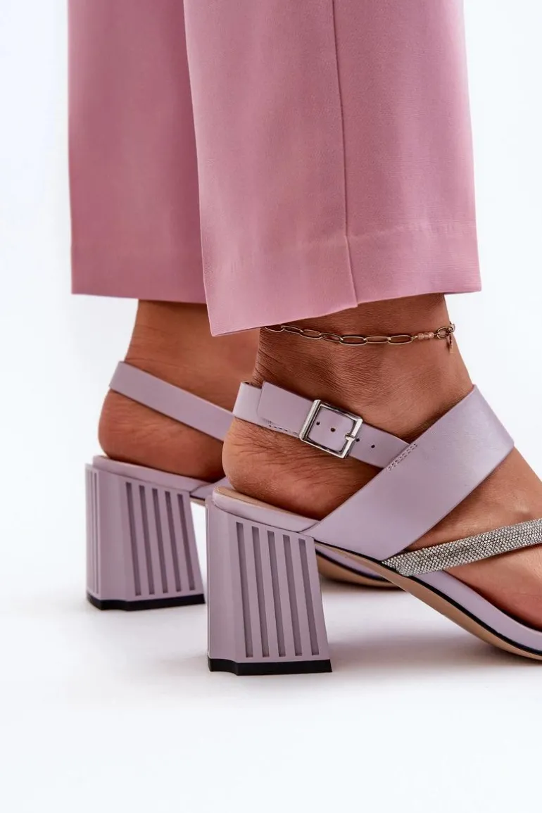 Damskie Eleganckie Sandały Na Słupku Fioletowe D&A MR38-549