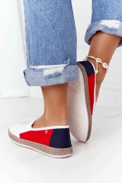 Damskie Espadryle Big Star HH276009 Biało-Czerwone