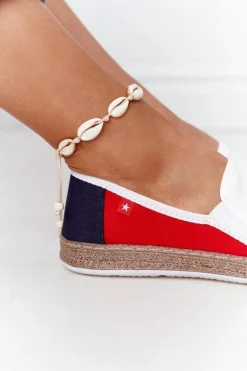 Damskie Espadryle Big Star HH276009 Biało-Czerwone