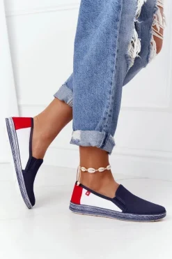 Damskie Espadryle Big Star HH276008 Granatowo-Białe