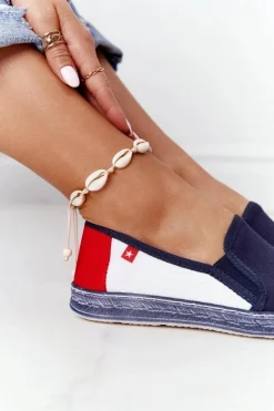 Damskie Espadryle Big Star HH276008 Granatowo-Białe
