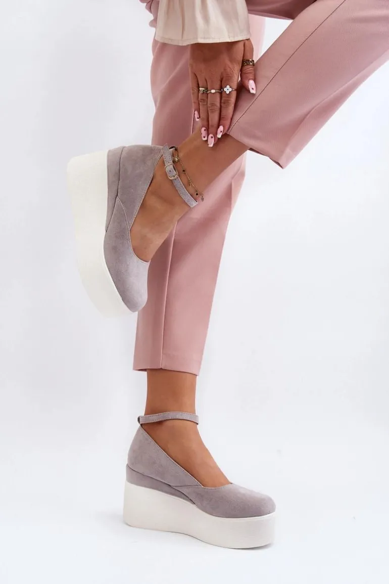 Damskie Espadryle Na Koturnie Szare Malla