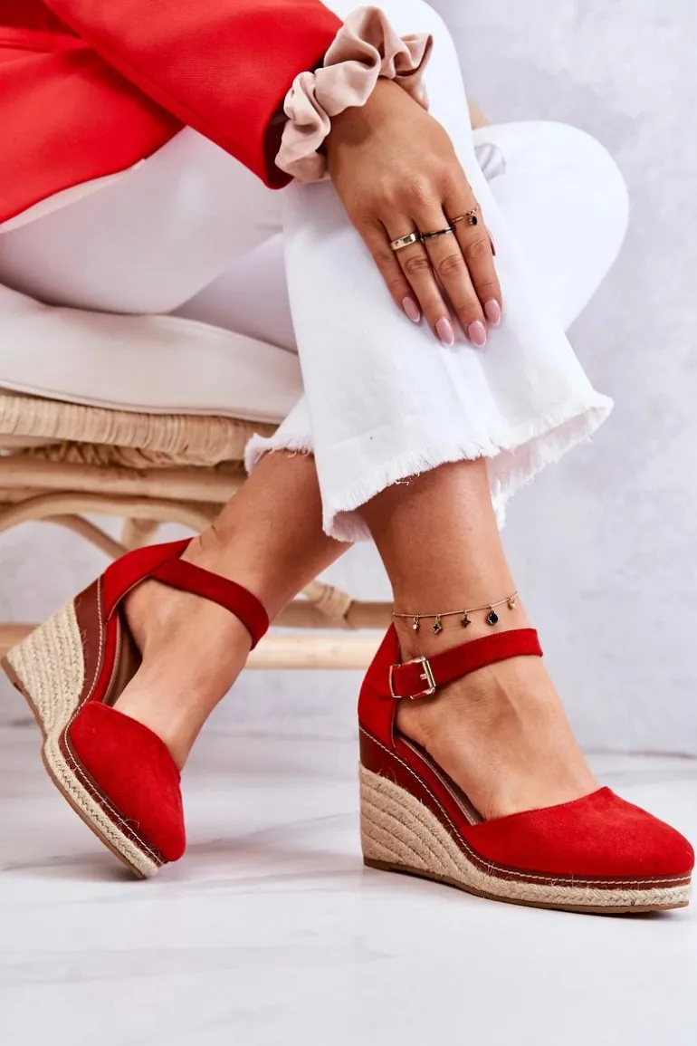 Damskie Espadryle Na Koturnie Czerwone Tamarill