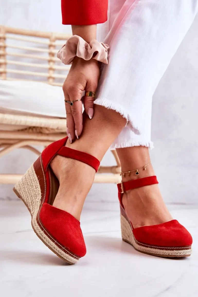 Damskie Espadryle Na Koturnie Czerwone Tamarill