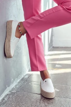 Damskie Espadryle Na Platformie Cross Jeans JJ2R4013C Białe