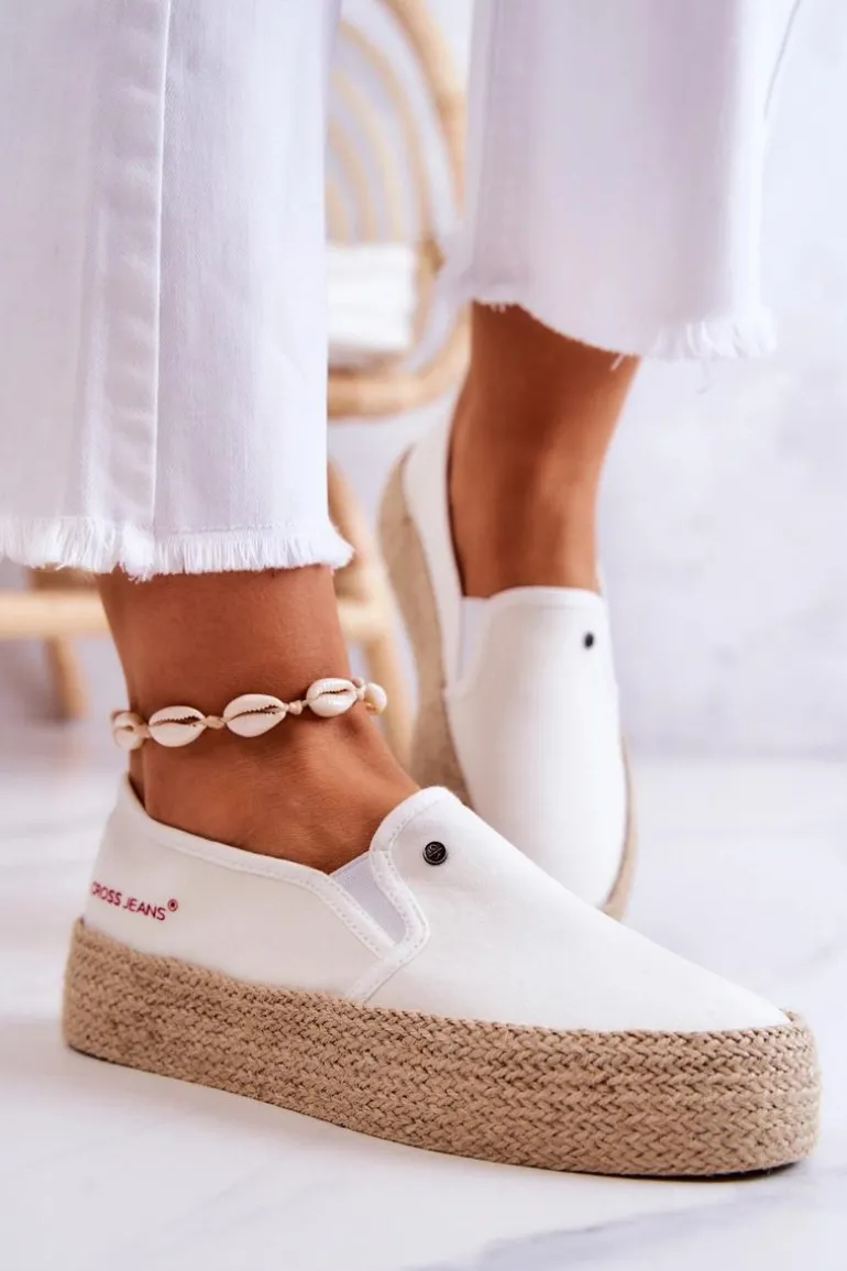 Damskie Espadryle Na Platformie Cross Jeans JJ2R4013C Białe