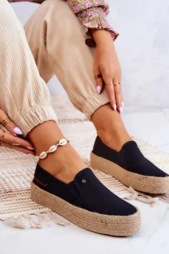 Damskie Espadryle Na Platformie Cross Jeans JJ2R4015C Czarne