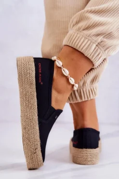 Damskie Espadryle Na Platformie Cross Jeans JJ2R4015C Czarne