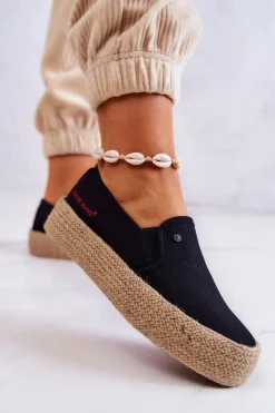 Damskie Espadryle Na Platformie Cross Jeans JJ2R4015C Czarne