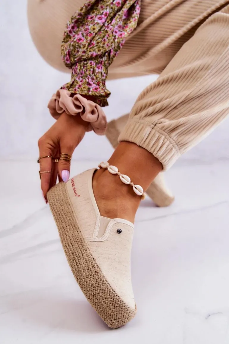 Damskie Espadryle Na Platformie Cross Jeans JJ2R4014C Beżowe