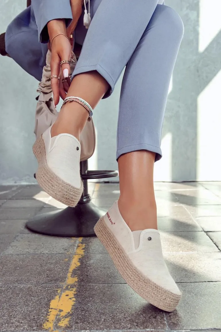 Damskie Espadryle Na Platformie Cross Jeans JJ2R4014C Beżowe