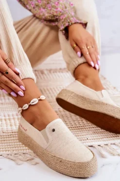 Damskie Espadryle Na Platformie Cross Jeans JJ2R4014C Beżowe