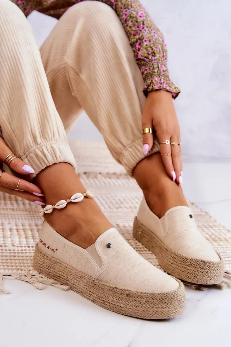 Damskie Espadryle Na Platformie Cross Jeans JJ2R4014C Beżowe
