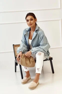 Damskie Espadryle Na Słomkowej Platformie Beżowe Febi