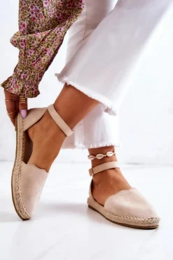 Damskie Espadryle Na Sprzączkę Jasnobeżowe Bonetti