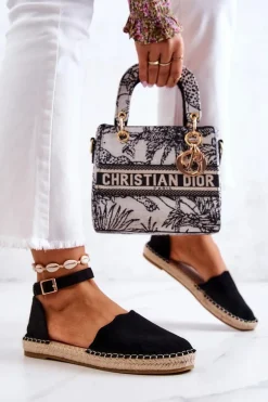 Damskie Espadryle Na Sprzączkę Czarne Bonetti