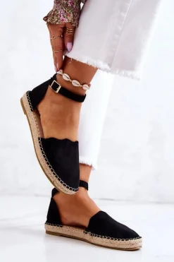 Damskie Espadryle Na Sprzączkę Czarne Bonetti