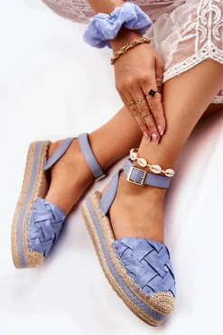 Damskie Espadryle Sandały Na Platformie Niebieskie Susane