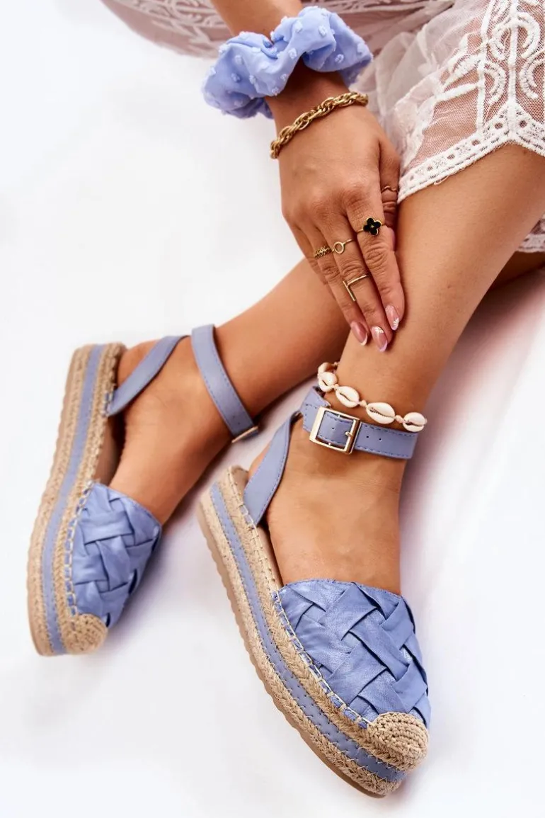 Damskie Espadryle Sandały Na Platformie Niebieskie Susane