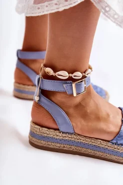 Damskie Espadryle Sandały Na Platformie Niebieskie Susane