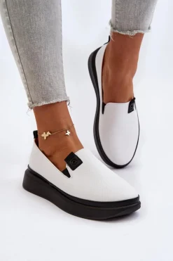 Damskie Espadryle Skórzane Na Platformie Białe Tigera