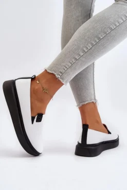 Damskie Espadryle Skórzane Na Platformie Białe Tigera