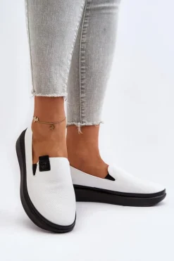 Damskie Espadryle Skórzane Na Platformie Białe Tigera