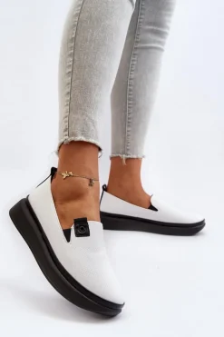 Damskie Espadryle Skórzane Na Platformie Białe Tigera