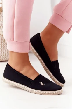 Damskie Espadryle Wsuwane Czarne Reyna