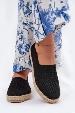 Damskie Espadryle Z Plecionką Vinceza 13624 Czarne
