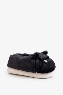 Damskie Futrzane Kapcie Kotki Czarne Iriviane