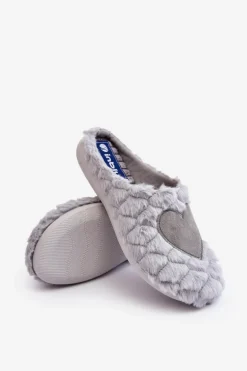 Damskie Futrzane Obuwie Domowe Kapcie Inblu EC000099 Szare